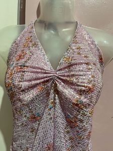 Sparkling baby pink party Halter Neck Top