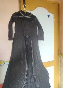 Elegant Black Sequined Ethnic Gown
