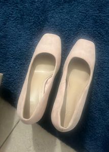 Chic Pink Square Toe Suede Block Heels