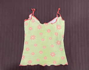 Floral Mesh Cami Top - Light Green