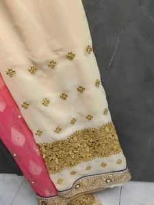 Elegant Pink and Cream Saree 2 colour sare