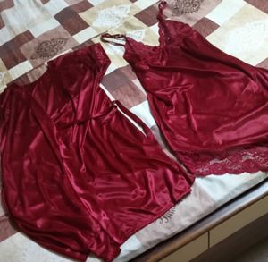 Satin Nightgown and Robe Set