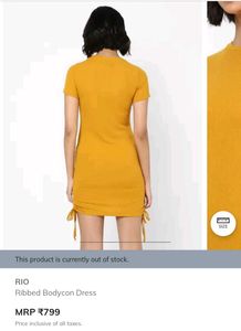 RIO Mustard Yellow Ruched Bodycon Dress