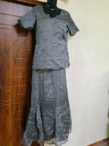 Grey Textured lehnga choli