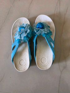 Cute Blue Floral Flip-Flops