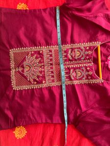 Varanga Maroon Embroidered Silk Kurta