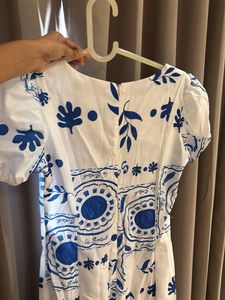 Blue &amp; White Printed Maxi Dress