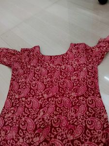Red Paisley Print Kurta