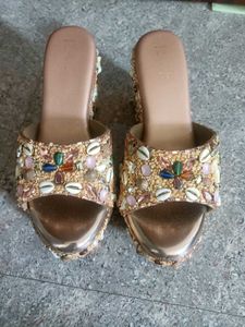 Embellished Platform Wedge Sandals