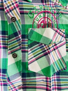 Green Plaid Short Sleeve Shirt