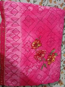 Krishna Ganga Pink Floral Saree