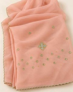 Peach embroidered saree