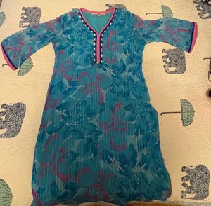 Blue Floral Print Kurta