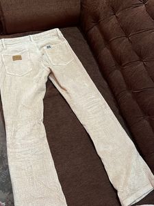 Beige Bootcut corduroy Pant
