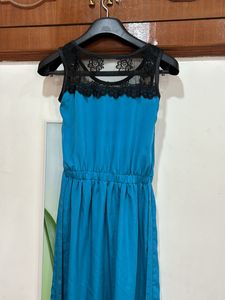 Satin Dress With Lace Detail
