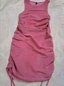 brand new (H&M)Sparkly Pink Ruched Mini Dress