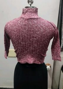 Burgundy Knit Turtleneck Top