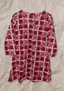 🍓Chic Red Floral Print Kurti