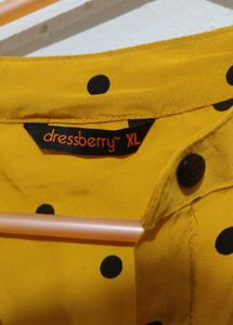 Yellow &amp; Black Print Shirt Style Top