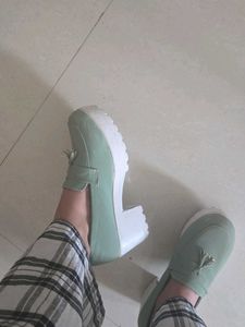 Mint Green Tassel Platform Loafers