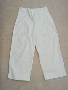 White Cropped Wide Leg Pants