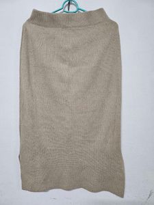 Beige Knit Midi Skirt