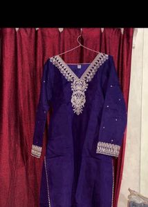 Embroidered Royal Blue Kurta