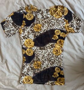 floral print mesh top