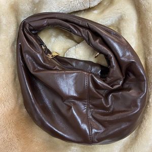 H&M Chic Brown Faux Leather Hobo Bag