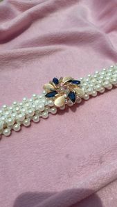 REDHORNS Rhinestone Elastic Saree Belt