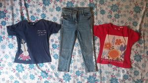 Girls' 2 Tops & Jeans Set