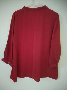 Elegant Red Bow Blouse