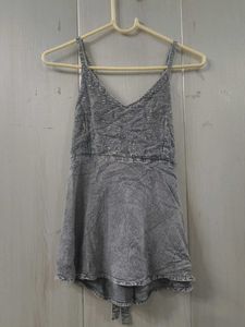 Grey Textured Strapped kurti