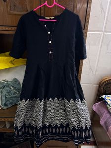 Stylish Black Kurta with Printed Border