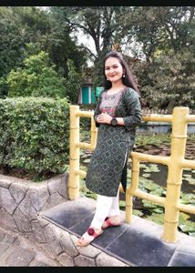Stylish Printed Kurta with Neck Embellishments