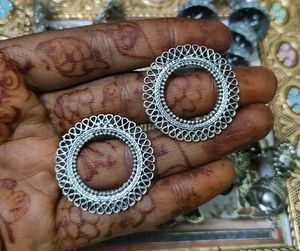 oxidised silver jhumka set 6 pairs 🦚