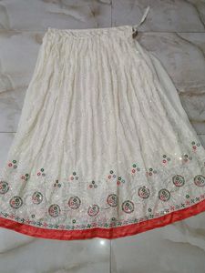 White Sequined Blouse and lengha