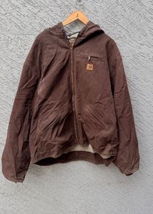 Men's Brown Sherpa Lined Hooded Jacket