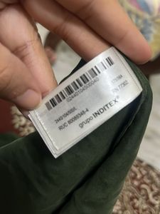 100% Silk Zara olive Button-Down Shirt