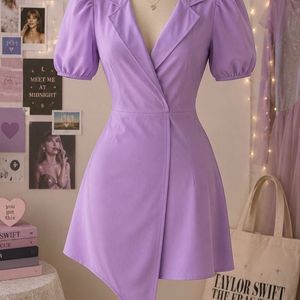 Lilac Puff Sleeve Blazer Dress