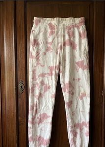 pink and white tye dye track pants