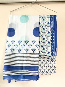 Blue &amp; White dress material with Dupatta