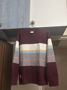 Maroon Striped Crewneck Sweatshirt