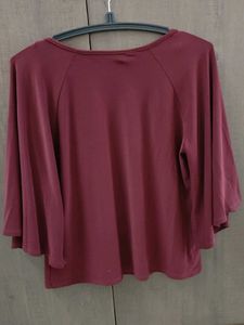 Burgundy Top with Bell Sleeves