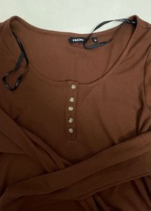 Ribbed Long Sleeve Henley Top