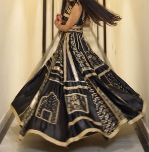 Elegant Black & Gold Lehenga Choli