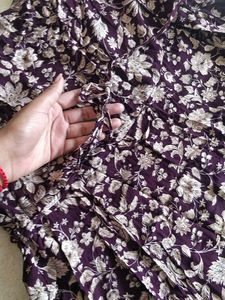 Embroidered Purple Floral Kurta