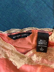 Peach Silk Lace Trim Cami Top 🍑✨