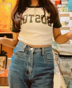 Boston Graphic Print Crop Top