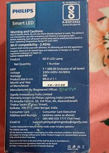 Philips Smart wifi LED 9W Lamp 30 month warranty